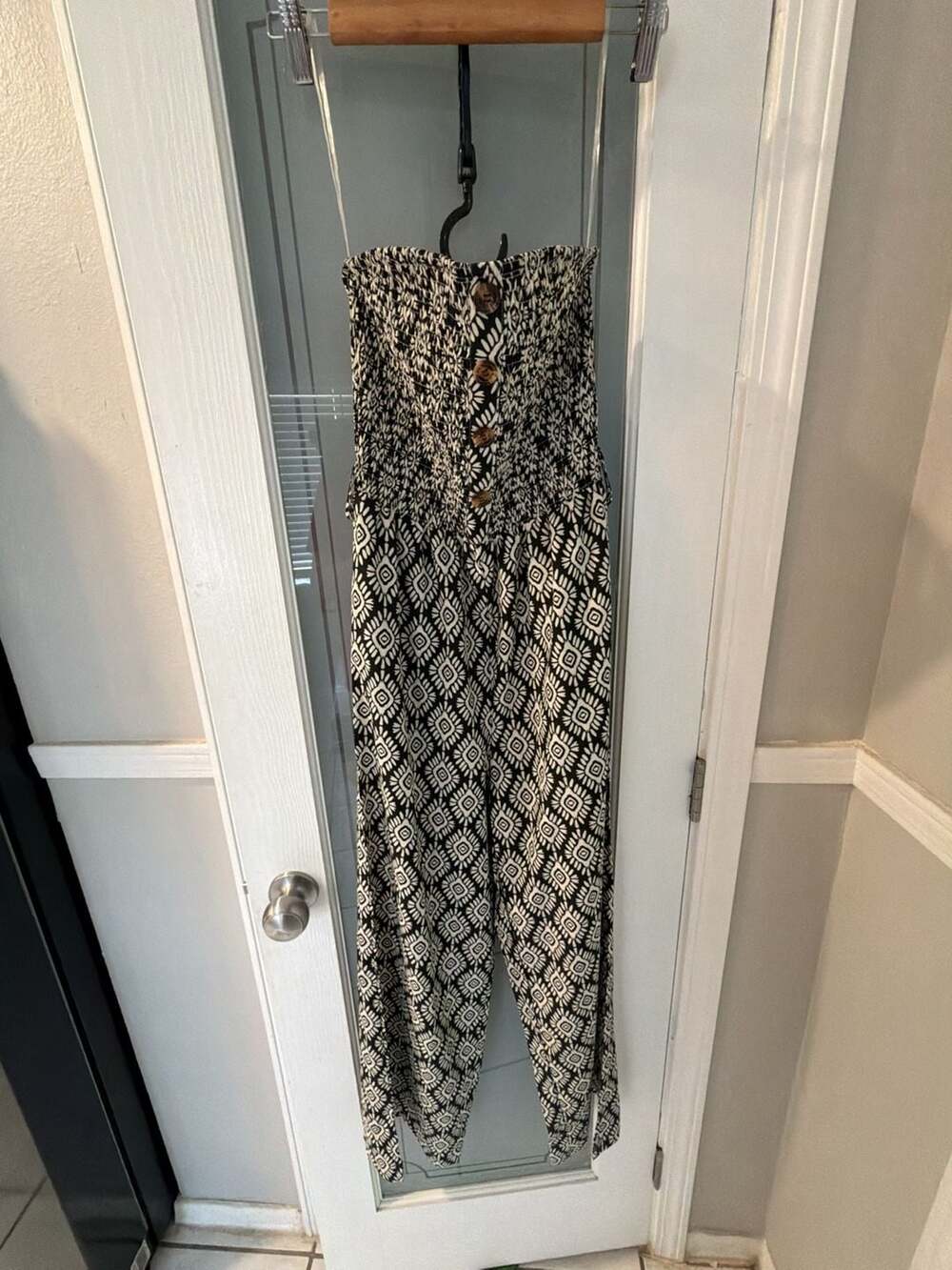 Cream Cream Pantsuit Size Small Black White Geometric Jumpsuit
